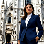 Home 12 **
"A professional Italian businesswoman in a tailored, modest business suit, standing confidently in front of the Duomo in Milan, fully clothed, appropriate attire, safe for work, perfect anatomy, natural proportions, professional photography, high quality, family-friendly."
**